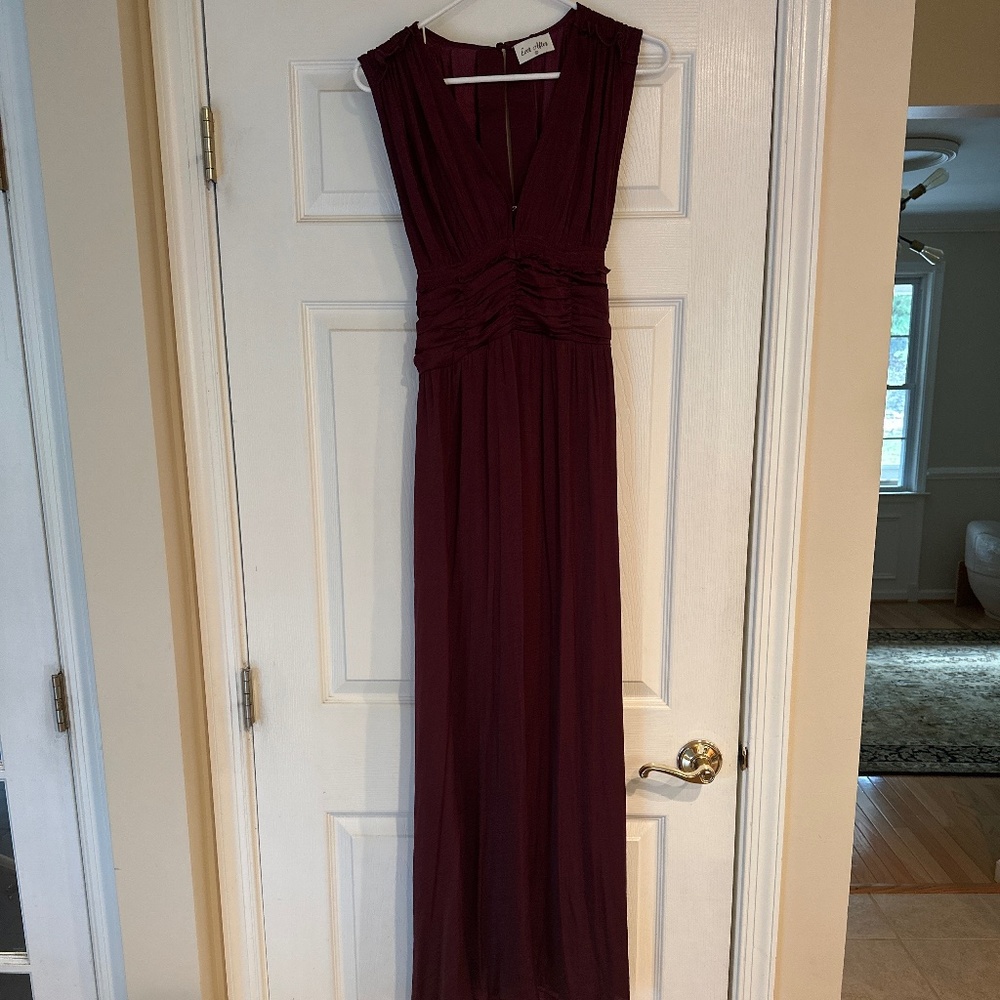 Maroon Silky Maxi Dress- M